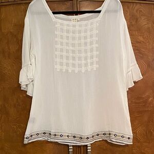 POL Women's White Blouse with Embroidered Details
